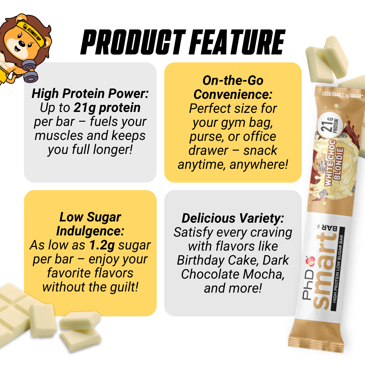 PHD Protein Bar, Various Flavors, 3-12 bars - Ultimate Sup Singapore