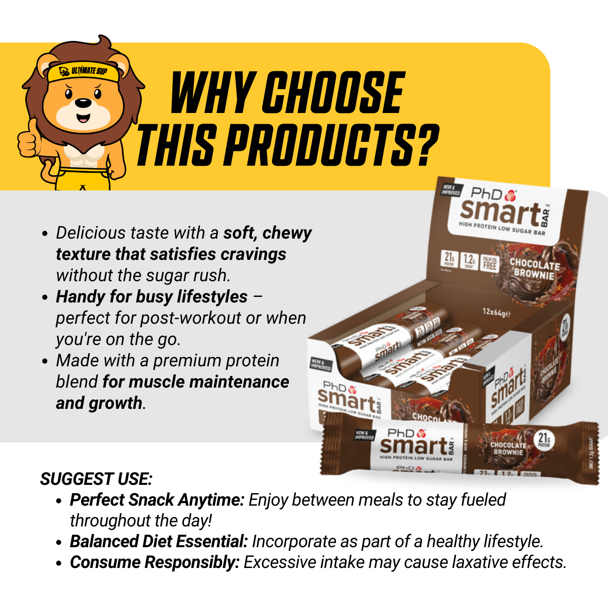PHD Protein Bar, Various Flavors, 3-12 bars - Ultimate Sup Singapore