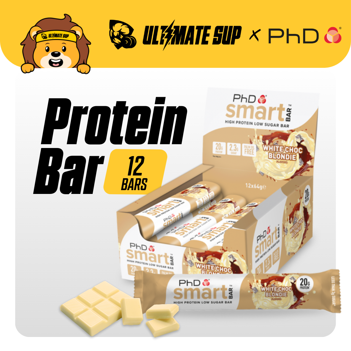 PHD Protein Bar, Various Flavors, 3-12 bars - Ultimate Sup Singapore