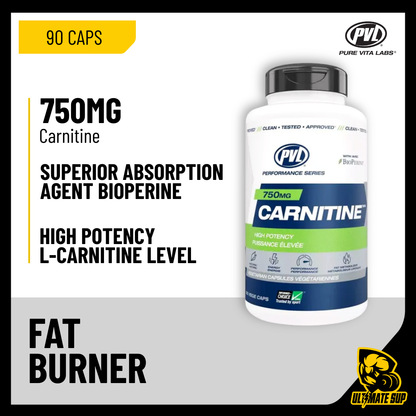 PVL, Carnitine 750 mg – Fat Burner, 90 VegCaps - Ultimate Sup Singapore