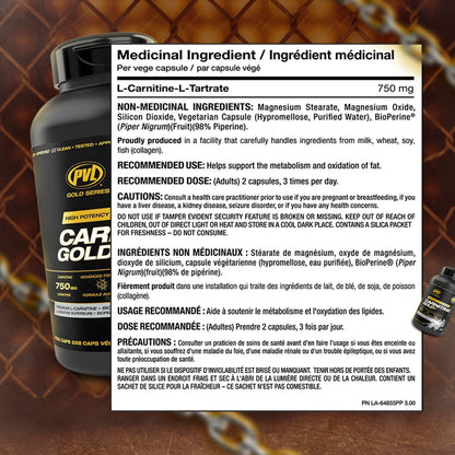 PVL, Carnitine Gold+ L-Carnitine – Fat Burning, 228 Caps - Ultimate Sup Singapore