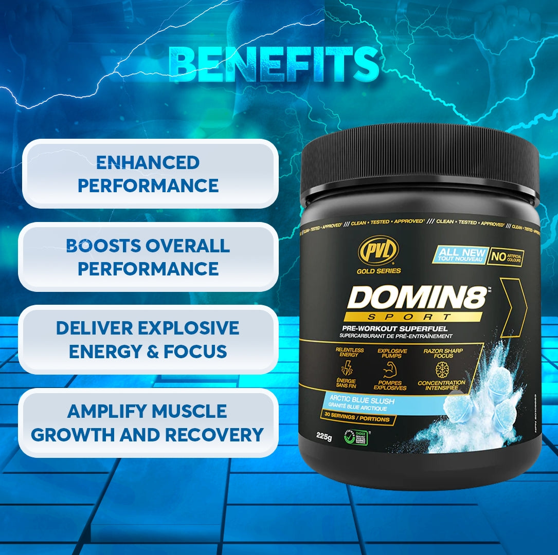 PVL Gold Series, Domin8 Sport, Pre Workout, 225g - Ultimate Sup Singapore