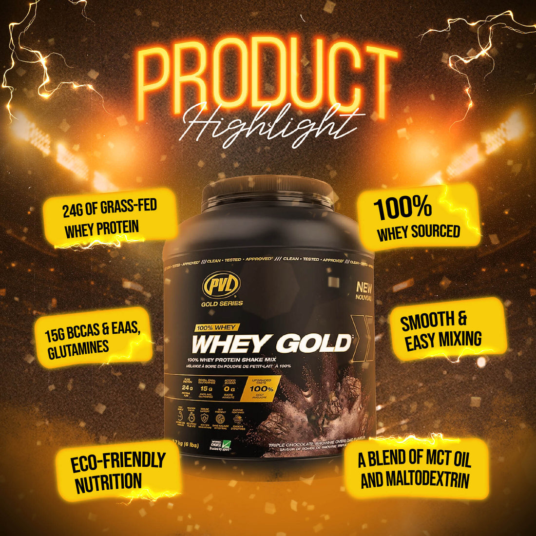 PVL Gold Series, Gold Whey Protein Powder, 6 lb (2.72 kg) - Ultimate Sup Singapore