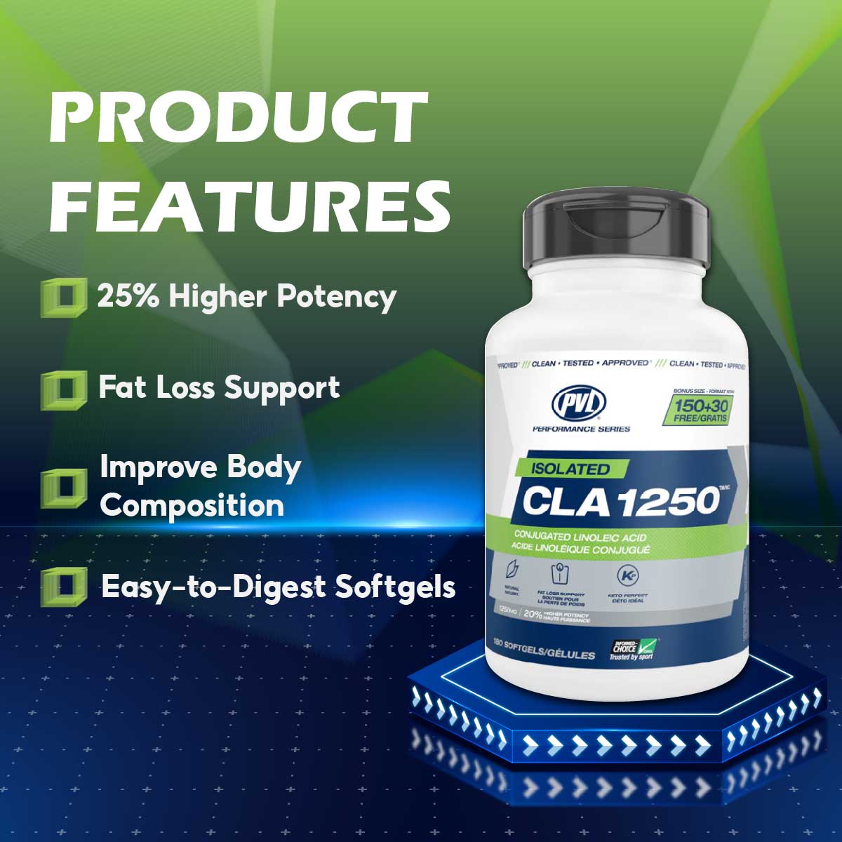 PVL, Isolated CLA 1250 – Fat Burner, 180 Softgels - Ultimate Sup Singapore