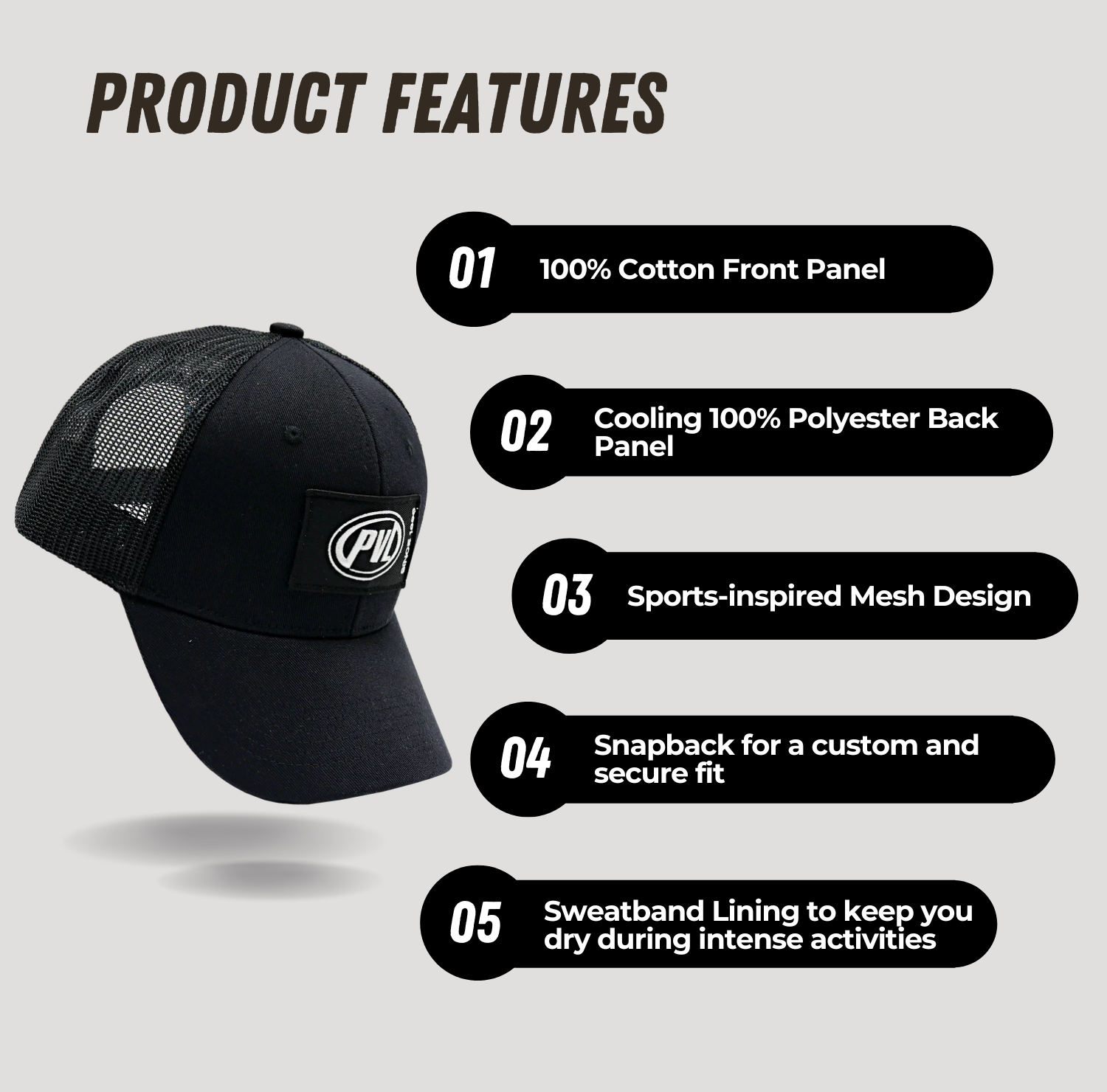 PVL, Patched Athletes Trucker Cap, 1 Pcs - Ultimate Sup Singapore