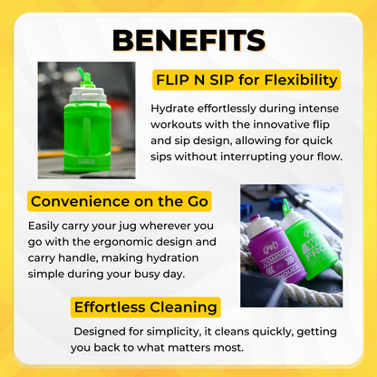 PVL, Power Jug Flip-N-Sip Water Bottle, 1/2 Gallon (1.89 L) - Ultimate Sup Singapore