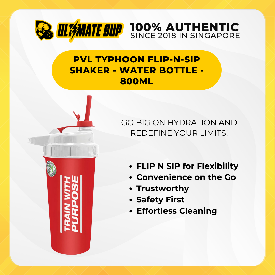 PVL, Typhoon Flip-N-Sip Shaker Water Bottle, 800 ml - Ultimate Sup Singapore