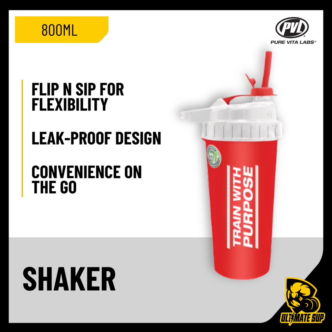 PVL, Typhoon Flip-N-Sip Shaker Water Bottle, 800 ml - Ultimate Sup Singapore