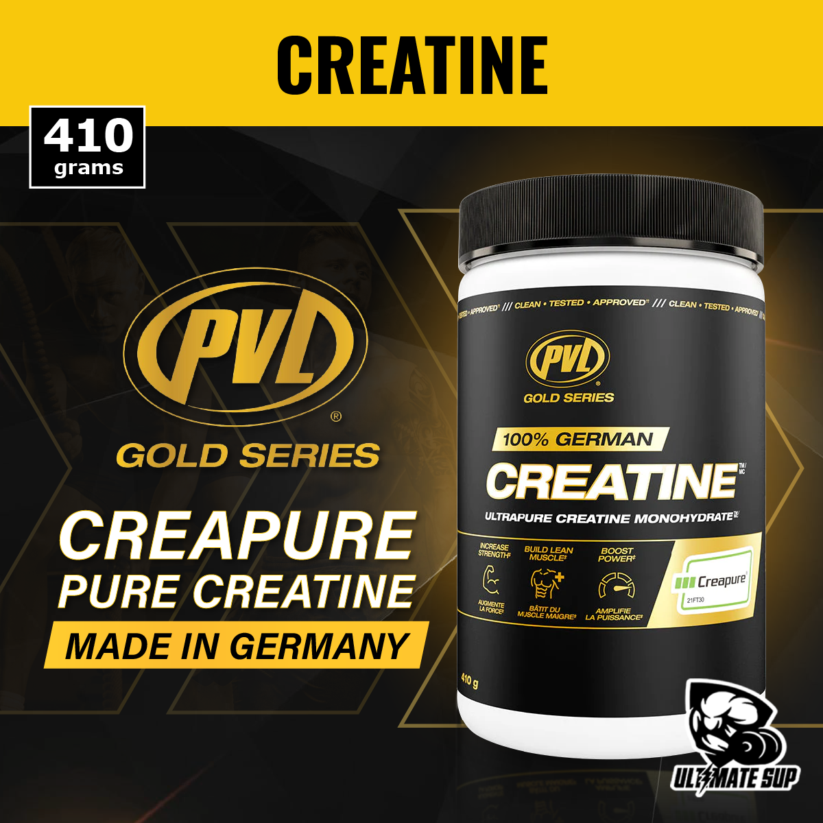 PVL 100% German Creapure Creatine Monohydrate, 48 - 86 Sers, 240 - 410g - Ultimate Sup Singapore