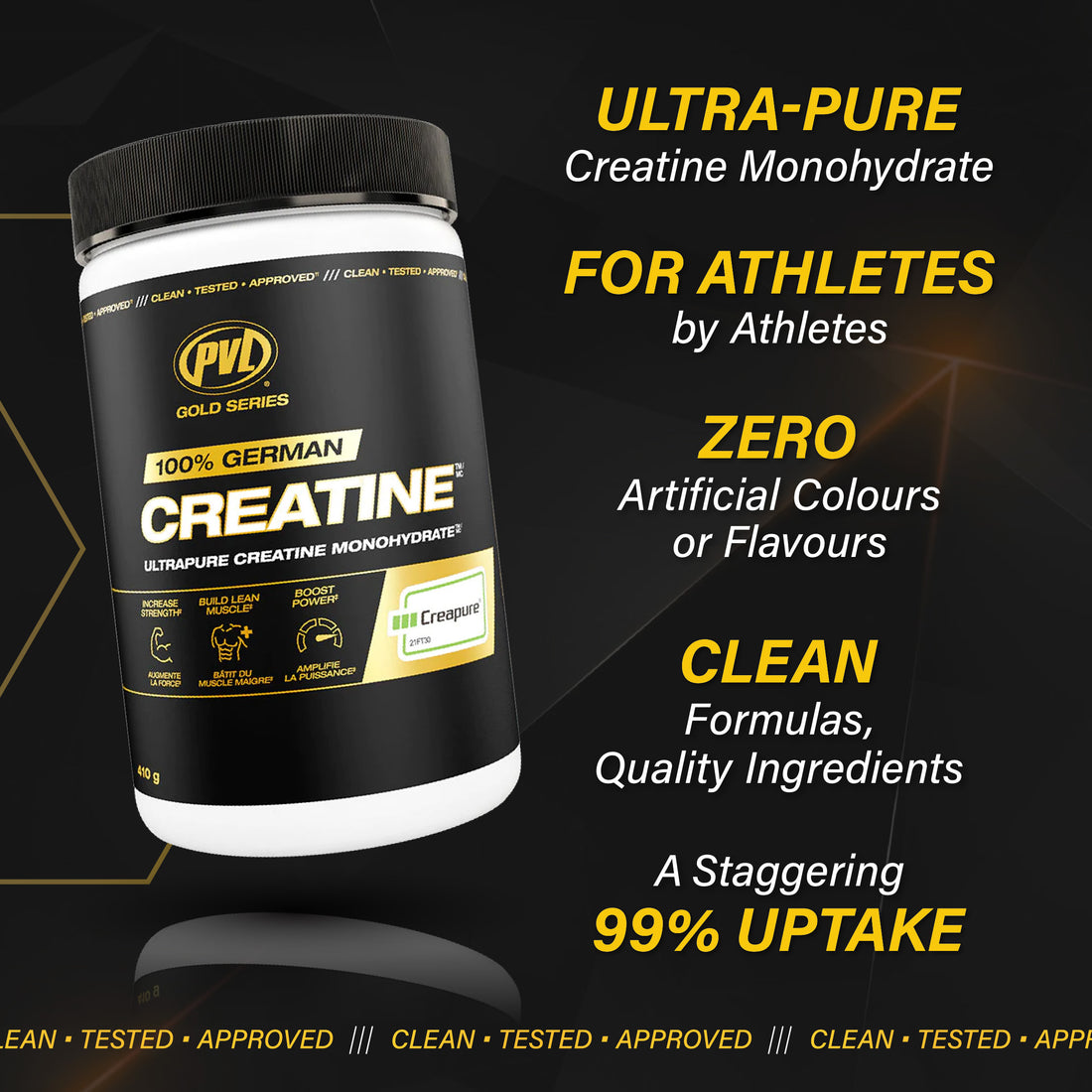 PVL 100% German Creapure Creatine Monohydrate, 48 - 86 Sers, 240 - 410g - Ultimate Sup Singapore