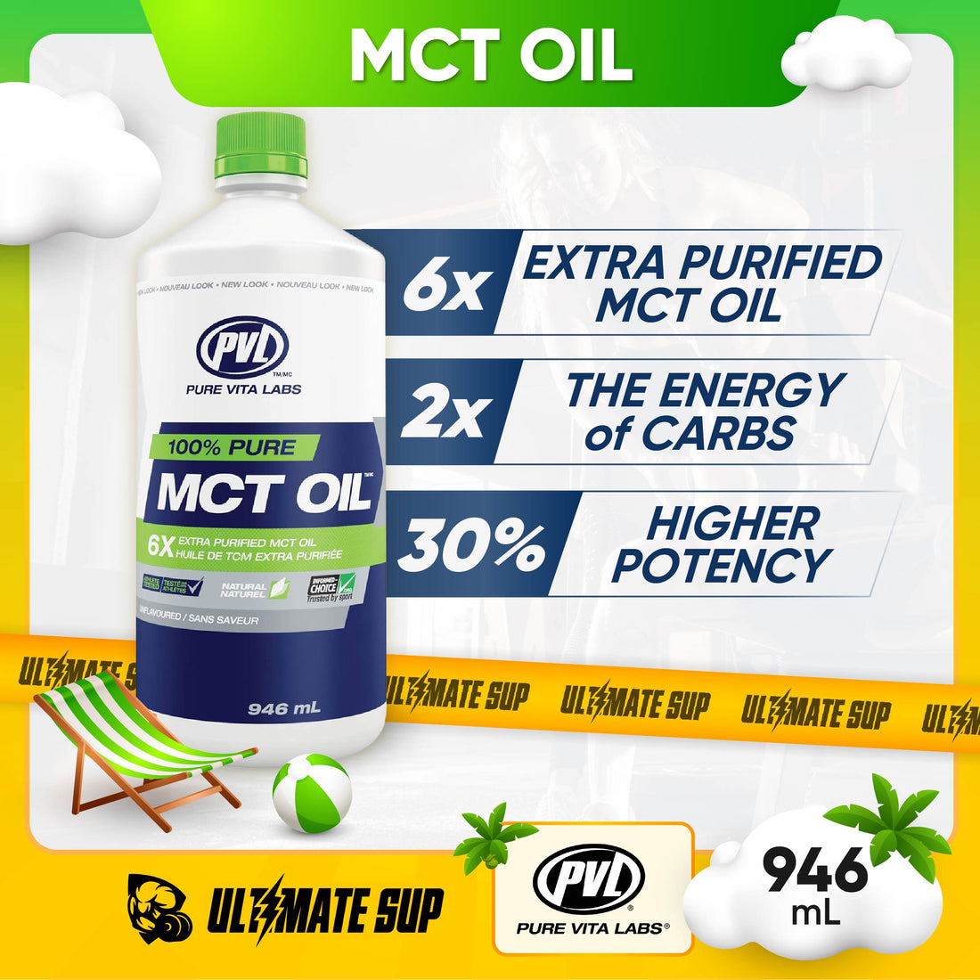 PVL 100% Pure MCT Oil, Promote Weight Loss, Keto Friendly, Digestive Supplement, 946ml - Ultimate Sup Singapore