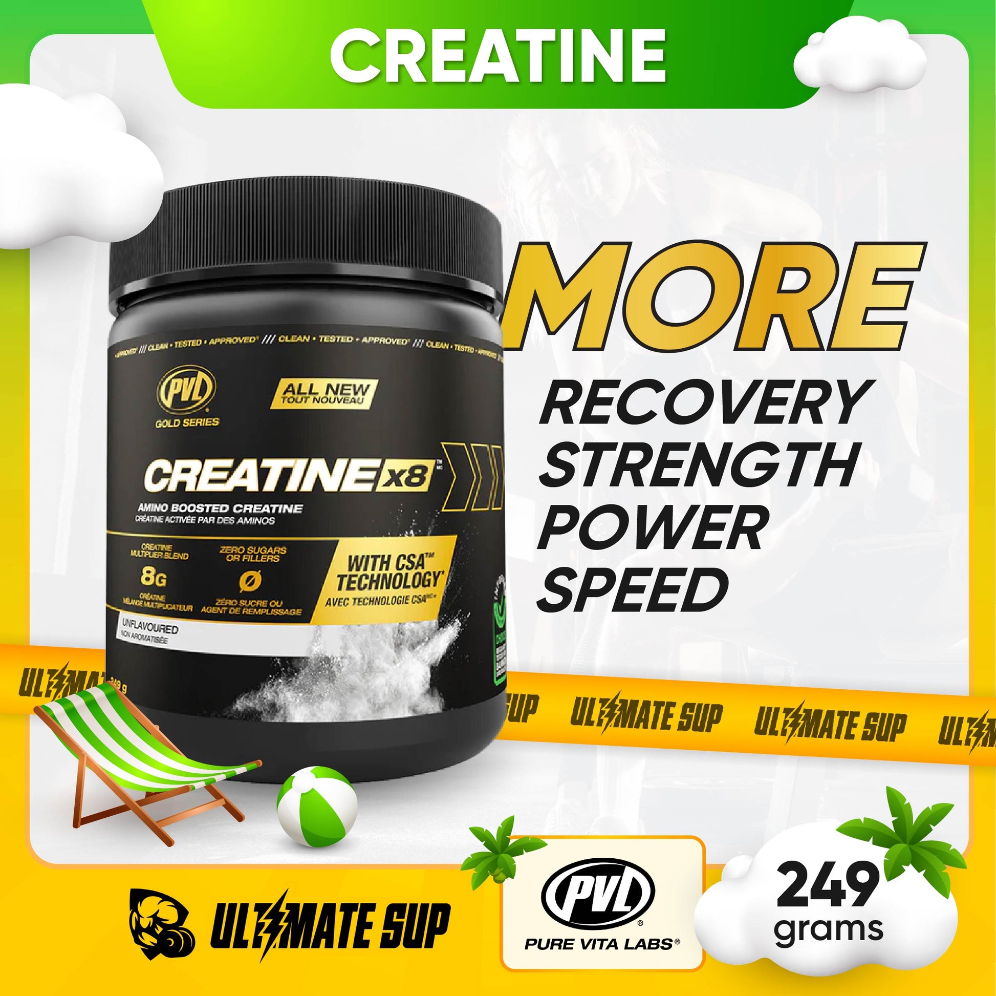 PVL Gold Series Creatine X8, 249g - Ultimate Sup Singapore