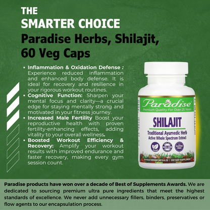 Paradise Herbs, Shilajit, 60 Vegetarian Capsules - Ultimate Sup Singapore