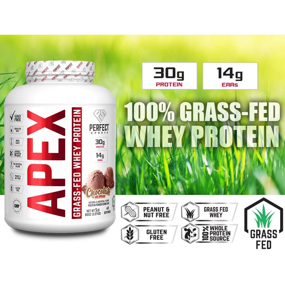Perfect Sports, Apex Grass Fed 100% Pure Whey Protein Concentrate, 5lbs Choco EXP 31/8/2025 - Ultimate Sup Singapore