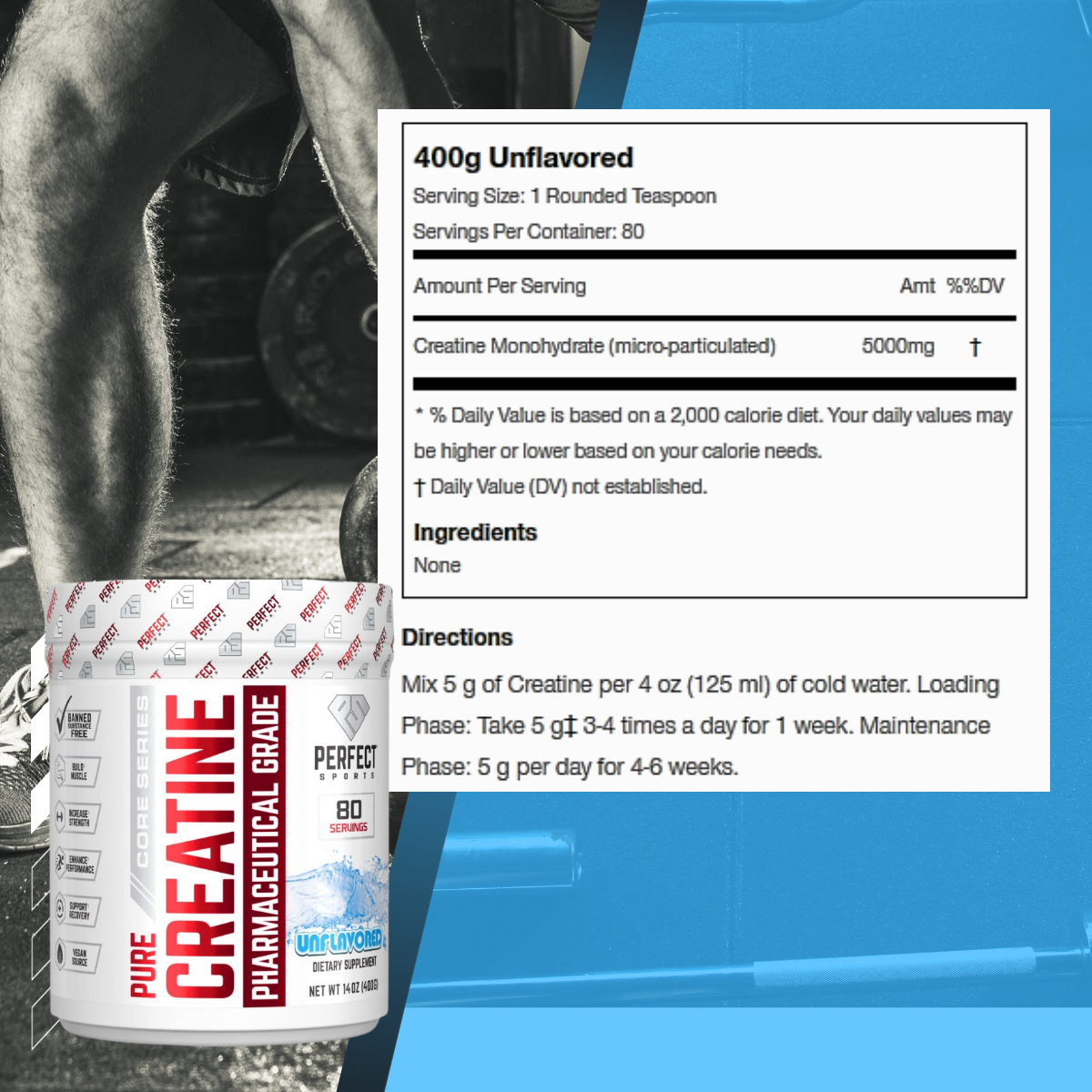 Perfect Sports, Creatine Vegan-Source, 80 Sers (400g) - Ultimate Sup Singapore