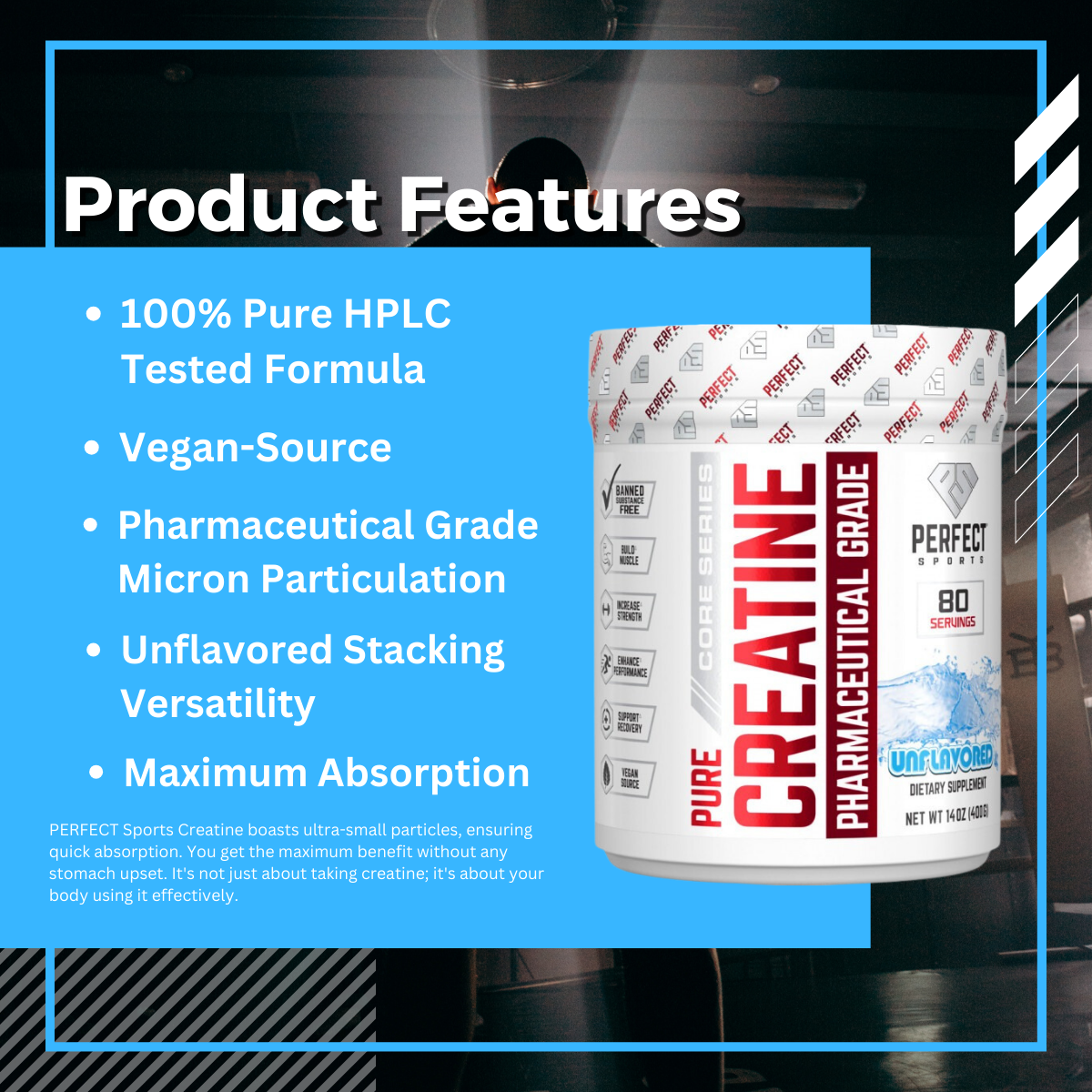 Perfect Sports, Creatine Vegan-Source, 80 Sers (400g) - Ultimate Sup Singapore