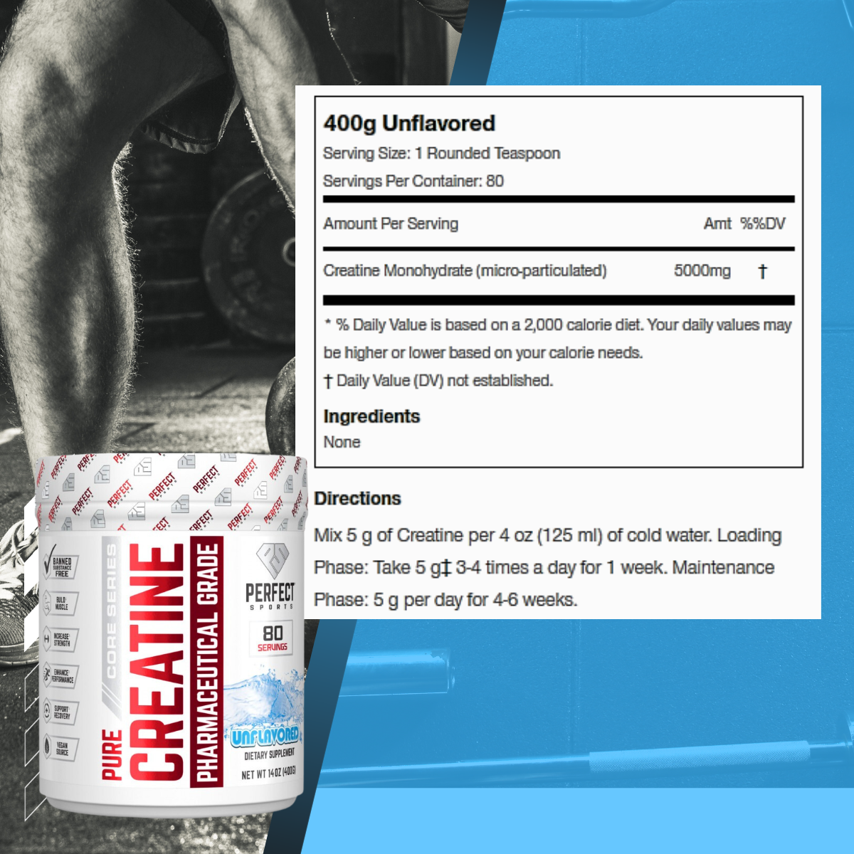 Perfect Sports Creatine Vegan-Source, 80 servings (400g) - Ultimate Sup Singapore