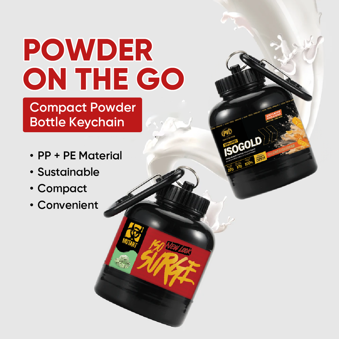 Powder Container Keychains, 75-150ml - Ultimate Sup Singapore