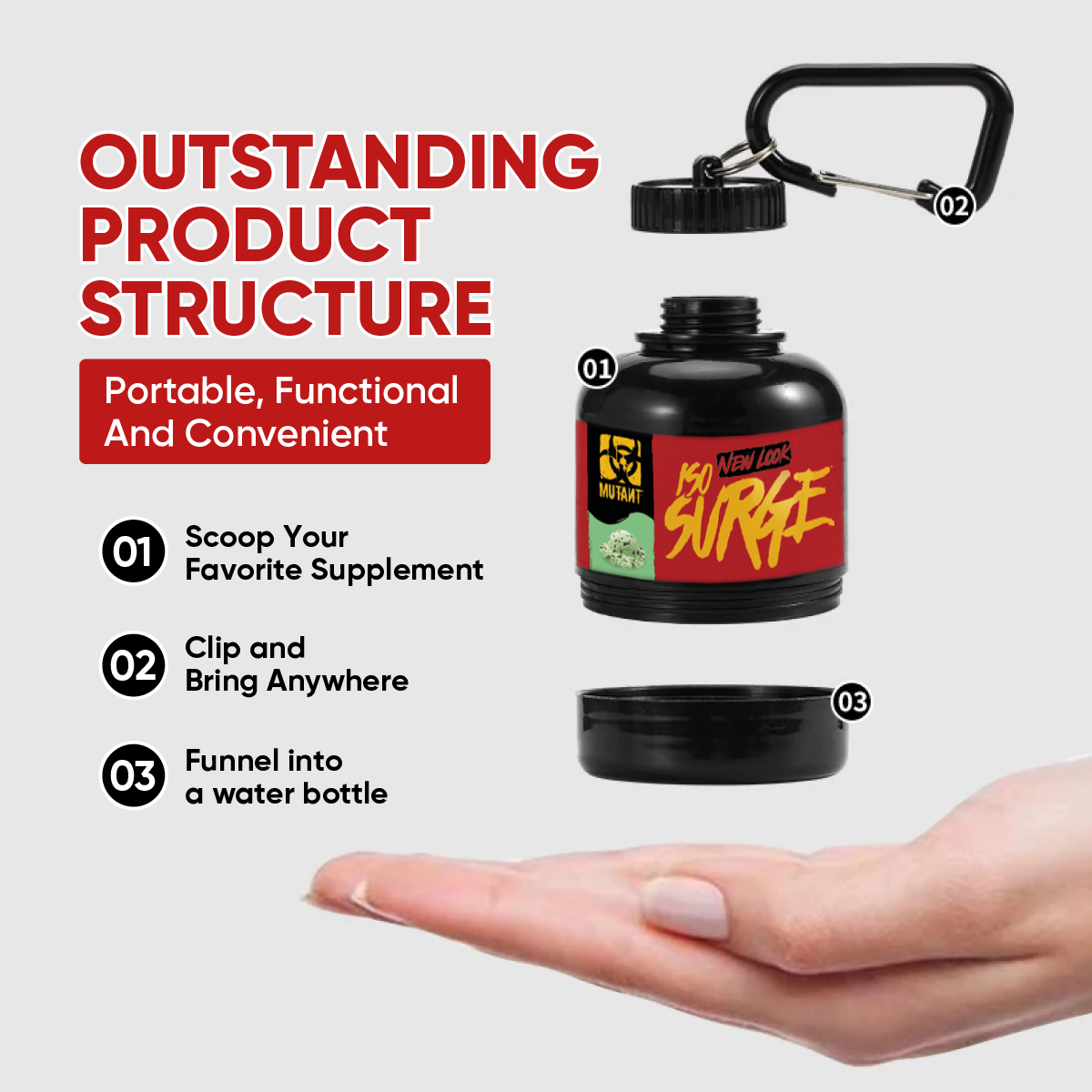 Powder Container Keychains, 75-150ml - Ultimate Sup Singapore