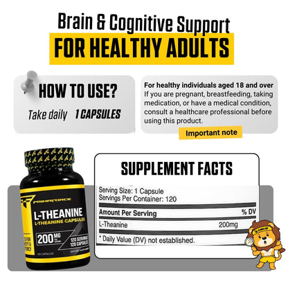 PrimaForce, L-Theanine, Supports Attention, Calm & Sleep Quality, 200mg, 120 Caps - Ultimate Sup Singapore