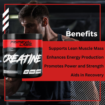 Primeval Labs, Creatine Monohydrate, Build Muscle, Unflavoured, 60 servings, 300g - Ultimate Sup Singapore