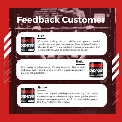 Primeval Labs, Creatine Monohydrate, Build Muscle, Unflavoured, 60 servings, 300g - Ultimate Sup Singapore