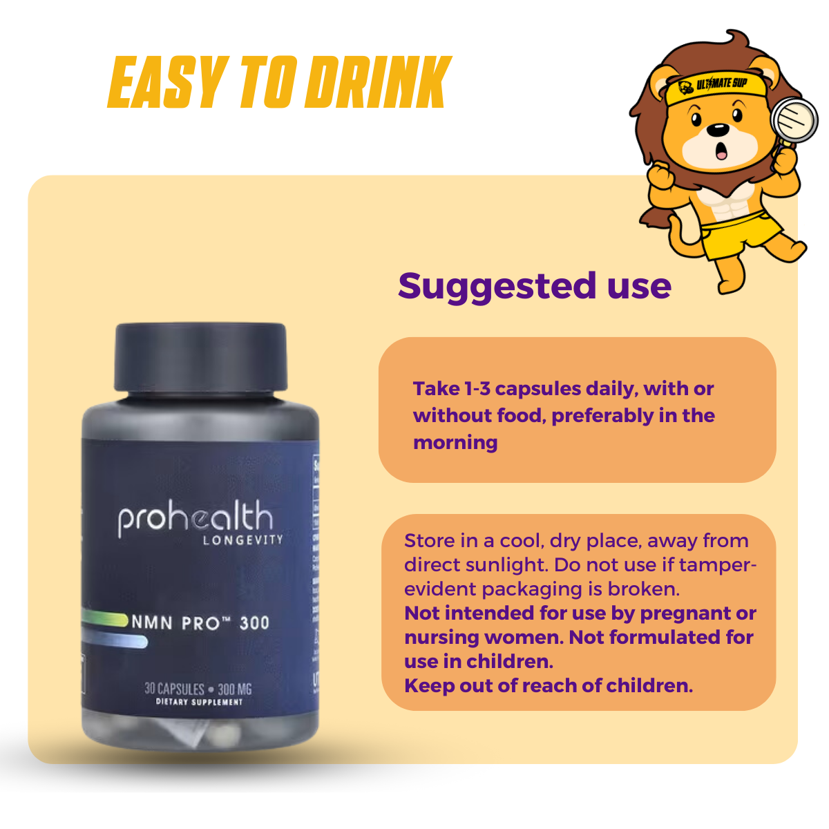 ProHealth Longevity, NMN Pro 300 - Anti-Aging Effects, Longevity Support, 150 mg, 60 Caps - Ultimate Sup Singapore