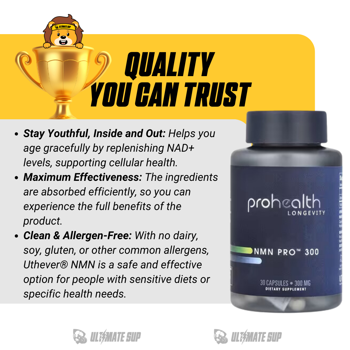 ProHealth Longevity, NMN Pro 300 - Anti-Aging Effects, Longevity Support, 150 mg, 60 Caps - Ultimate Sup Singapore