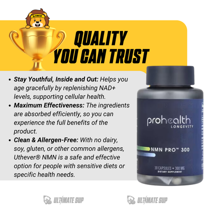 ProHealth Longevity, NMN Pro 300 - Anti-Aging Effects, Longevity Support, 150 mg, 60 Caps - Ultimate Sup Singapore