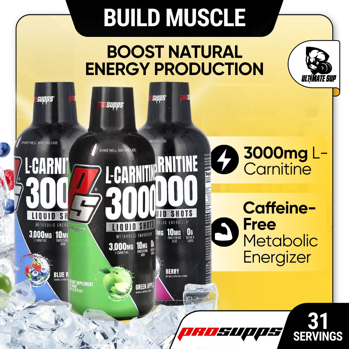 ProSupps, L Carnitine 3000 Liquid Shots, 16 fl oz - Ultimate Sup Singapore