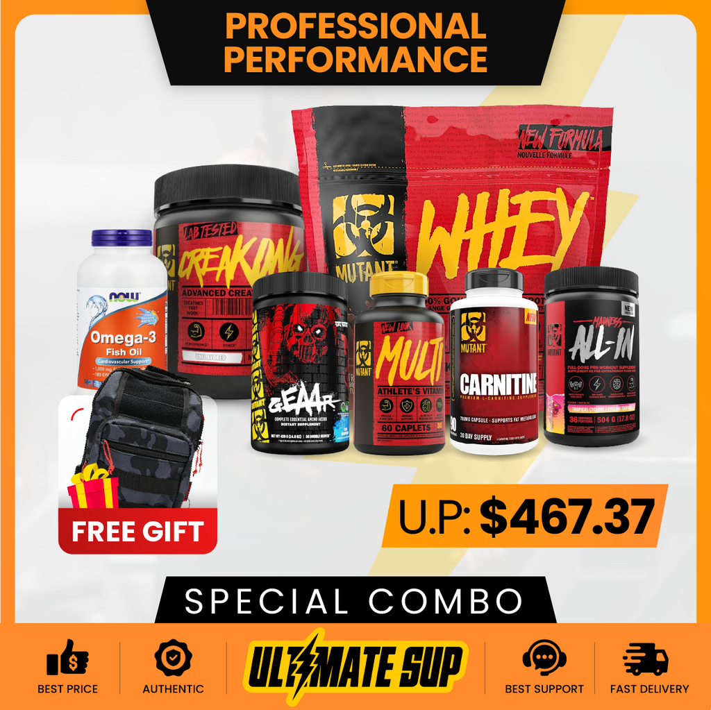 Combo PROFESSIONAL PERFORMANCE, MUT Whey 5lb + CreaKong 300g + Madness 504g + Geaar 378g + Multi 60caps+ Omega 3 500s + MUT Carnitine