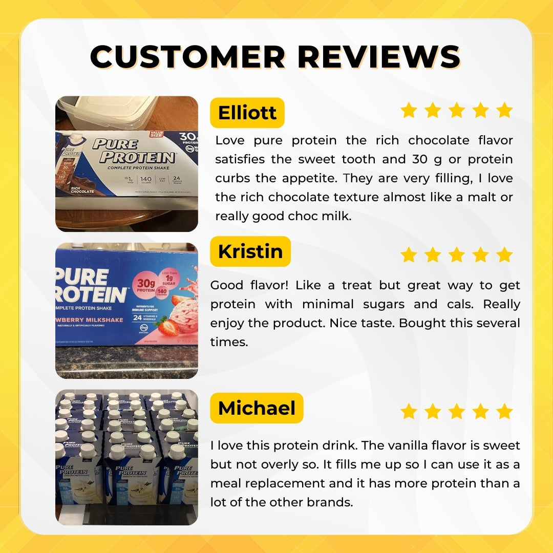 Pure Protein Shake, 30g Protein, Support Muscle, Vitamins, Keto Friendly, Various Flavors, 3-12 packs - Ultimate Sup Singapore