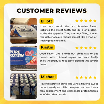 Pure Protein Shake, 30g Protein, Support Muscle, Vitamins, Keto Friendly, Various Flavors, 3-12 packs - Ultimate Sup Singapore