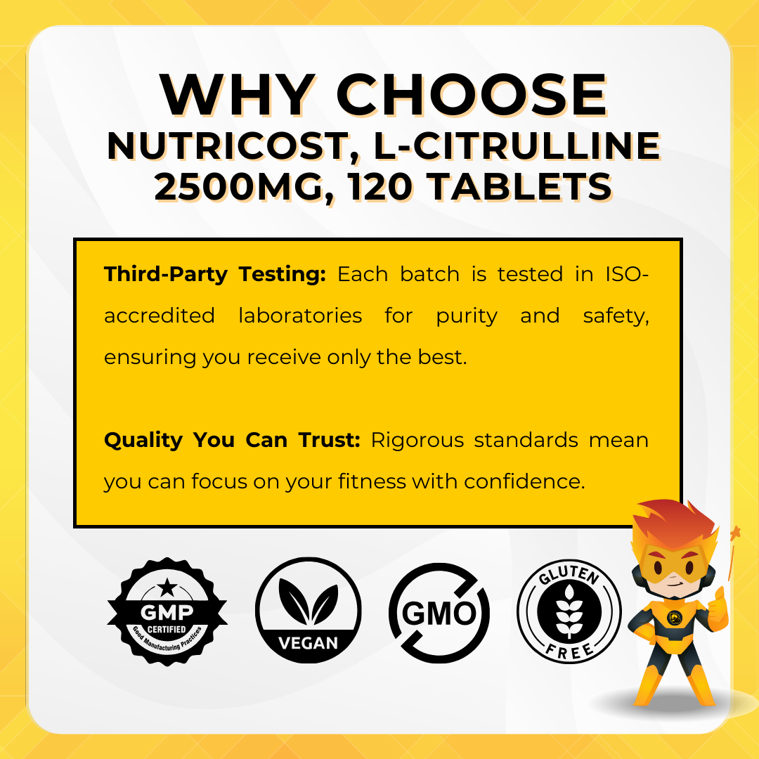 Nutricost, L-Citrulline, Enhance Performance and Muscle Growth , 2,500 mg, 120 Tablets - Ultimate Sup Singapore