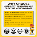 Nutricost, Performance, Creatine Monohydrate, Strength and Muscle Growth, Various Flavors, 1.1 lb (500 g) - Ultimate Sup Singapore