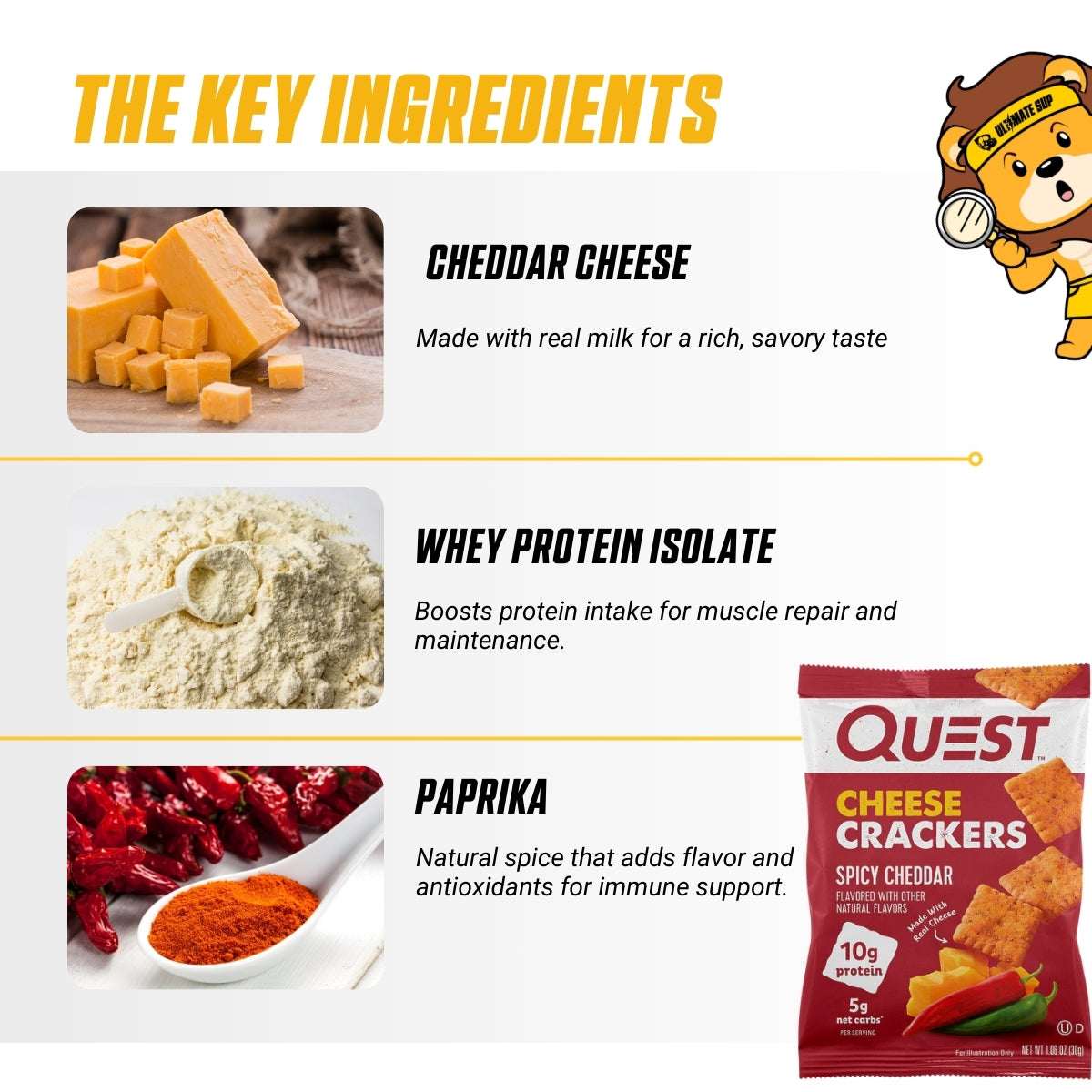 Quest Nutrition, Cheese Crackers, Protein Snacks, Various Flavors, 4 bags - Ultimate Sup Singapore