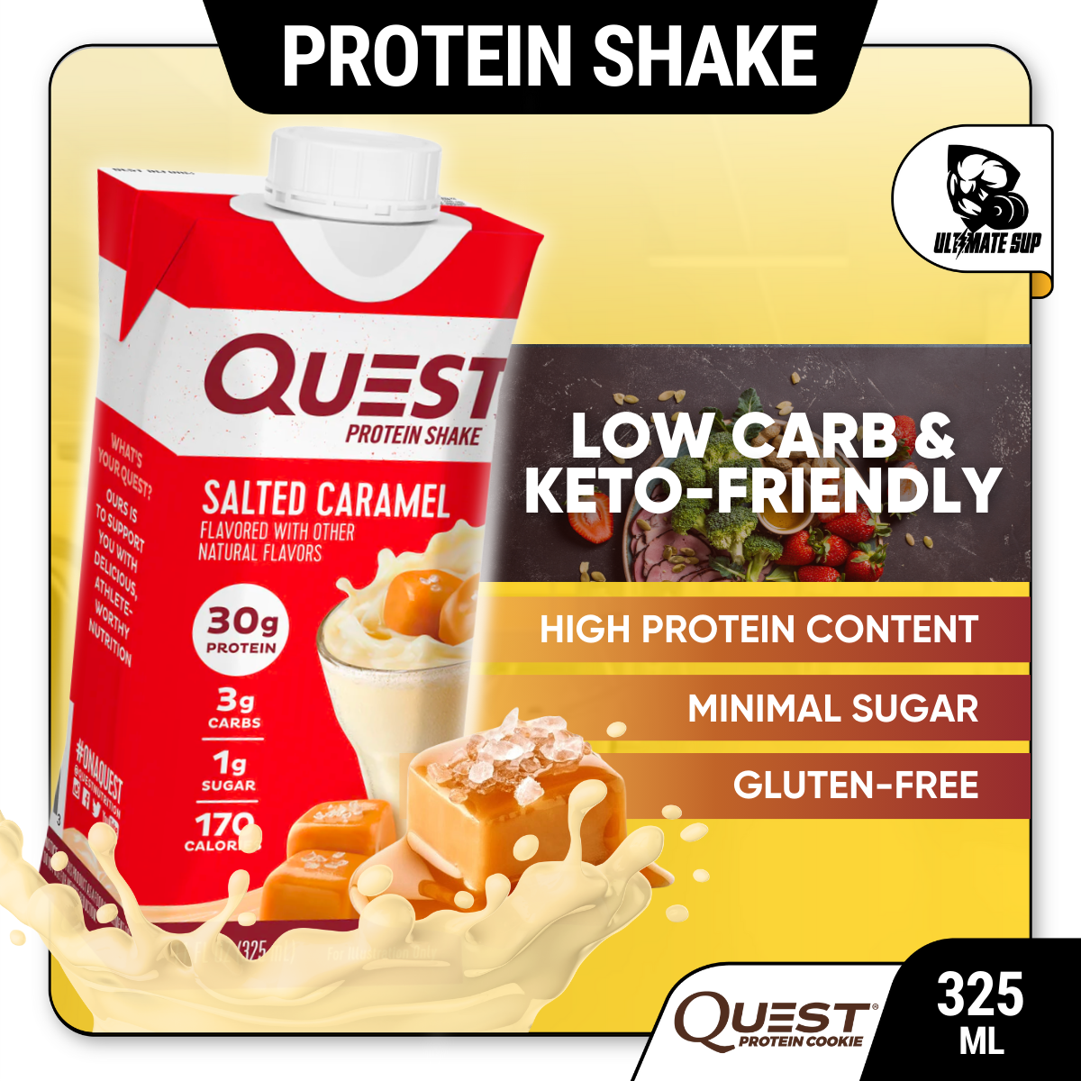 Quest Protein Shake, Ready to Drink, High Protein, Low Carb, Gluten Free, Keto Friendly, 4 Count, 325ml - Ultimate Sup Singapore