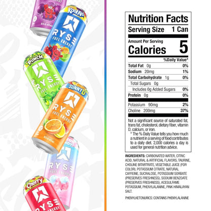 RYSE Fuel Energy Drink, Clean Energy No Crash, Zero Sugar & Vegan, Smooth Energy Boost, 473ml, 3-12pcs - Ultimate Sup Singapore
