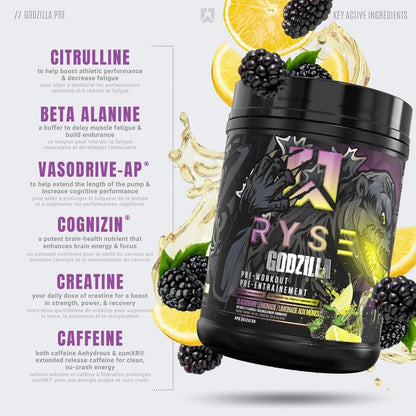 RYSE Godzilla Pre-Workout V3, Massive Pump & Explosive Power, Extreme Energy & Strength, 20-40sers - Ultimate Sup Singapore