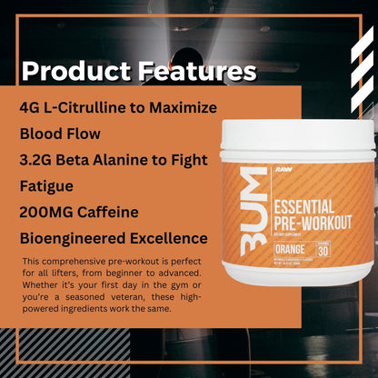 Raw Nutrition, Bum Essential Pre Workout, 30 Sers - Ultimate Sup Singapore