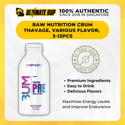 Raw Nutrition Cbum Series, Thavage Pre Workout Drink, 3-12pcs - Ultimate Sup Singapore