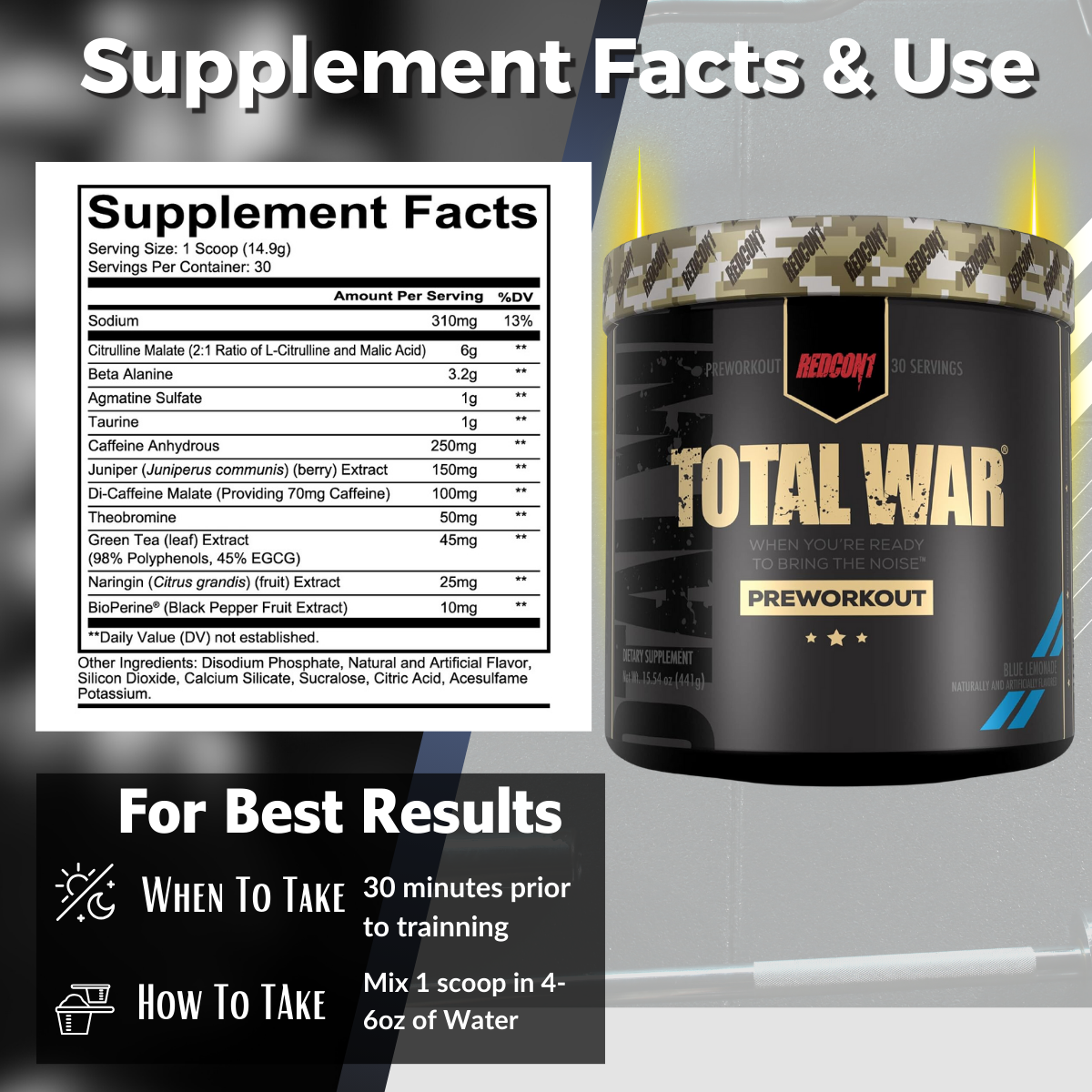 Redcon1, Total War Pre-Workout, 15.77 oz (447 g) - Ultimate Sup Singapore
