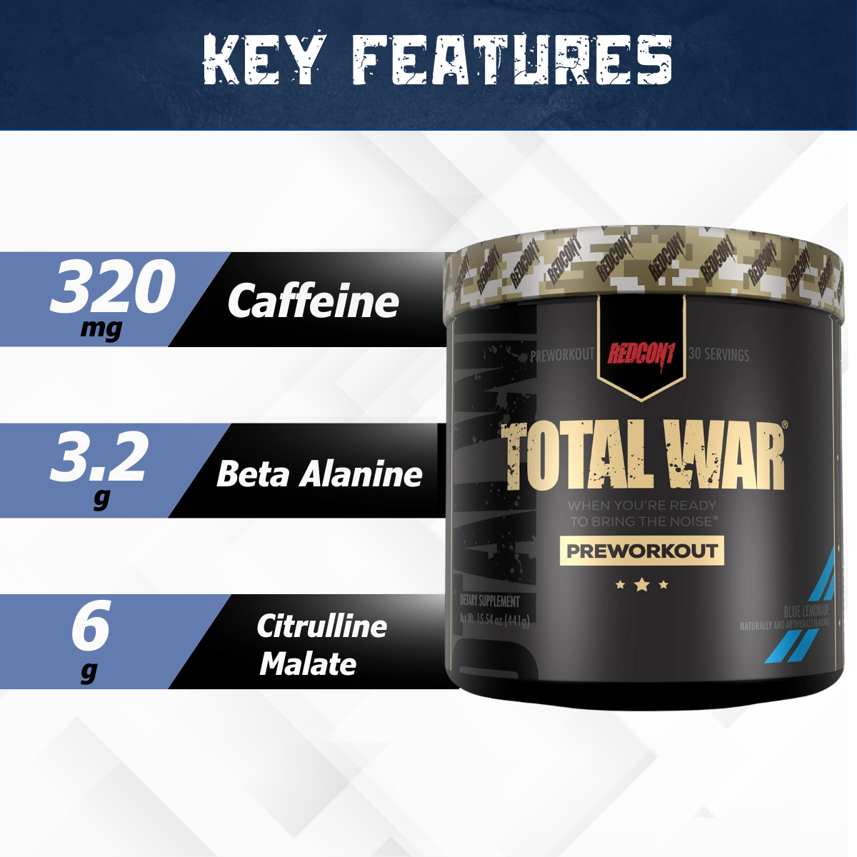 Redcon1, Total War Pre-Workout, 15.77 oz (447 g) - Ultimate Sup Singapore