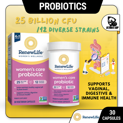 Renew Life, Women's Care Probiotic, 25 Billion CFU, Support Digestive & Immune Health, 30 Vegetarian Capsules - Ultimate Sup Singapore