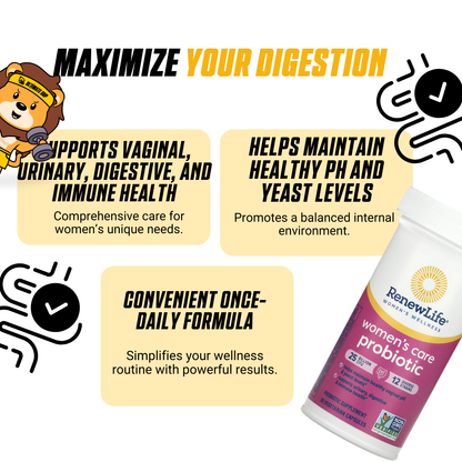 Renew Life, Women's Care Probiotic, 25 Billion CFU, Support Digestive & Immune Health, 30 Vegetarian Capsules - Ultimate Sup Singapore