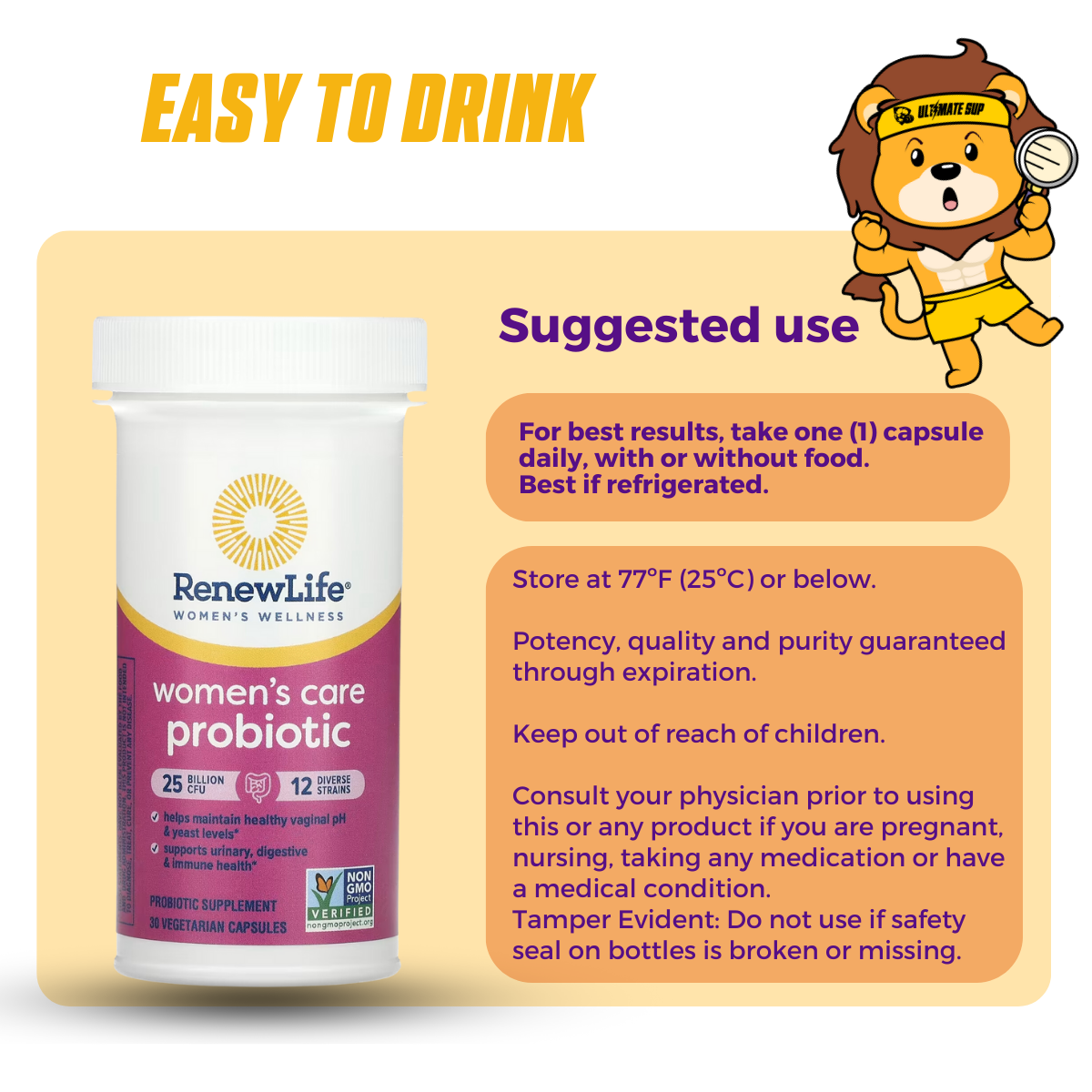 Renew Life, Women's Care Probiotic, 25 Billion CFU, Support Digestive & Immune Health, 30 Vegetarian Capsules - Ultimate Sup Singapore