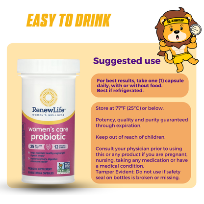 Renew Life, Women's Care Probiotic, 25 Billion CFU, Support Digestive & Immune Health, 30 Vegetarian Capsules - Ultimate Sup Singapore