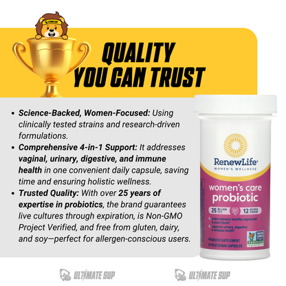 Renew Life, Women's Care Probiotic, 25 Billion CFU, Support Digestive & Immune Health, 30 Vegetarian Capsules - Ultimate Sup Singapore