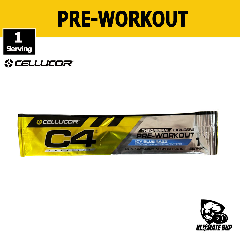 Cellucor, C4 Original Explosive, Pre Workout Supplement, Icy Blue Razz, 1 serving - Thumbnail