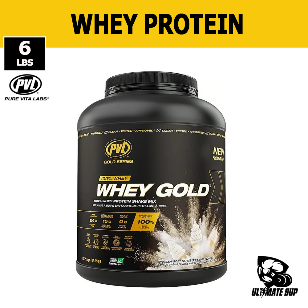 PVL Gold Series Whey Gold Protein Powder With Ultra- Filtered Whey Protein Concentrate, No Artificial Colors and Gluten Free, 6lb - Ultimate Sup Singapore